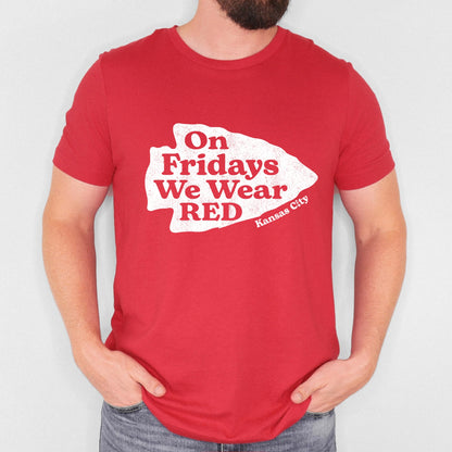 on Fridays we wear Red screen print transfer•