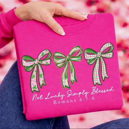 not lucky simply blessed clear film screen print