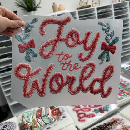 Joy to the world faux yarn clear film transfer