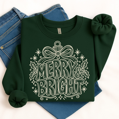 merry & bright beige screen print transfer