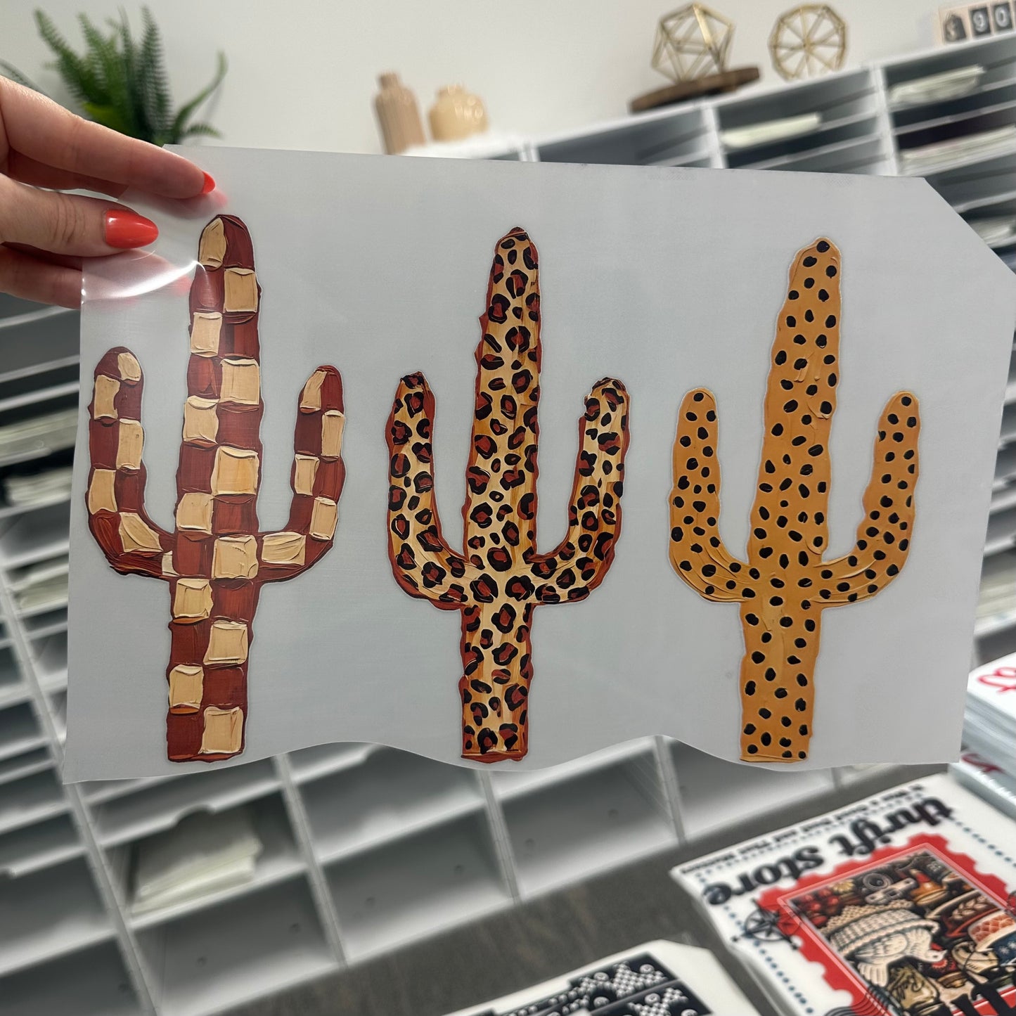 cactus trio clear film screen print