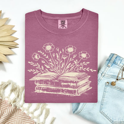 floral books screen print transfer•