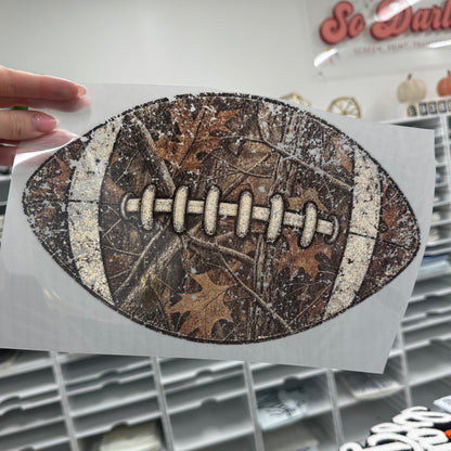 camo football clear film screen print