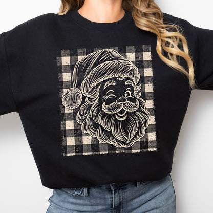 santa gingham screen print transfer