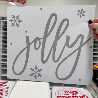 Jolly metallic silver screen print transfer