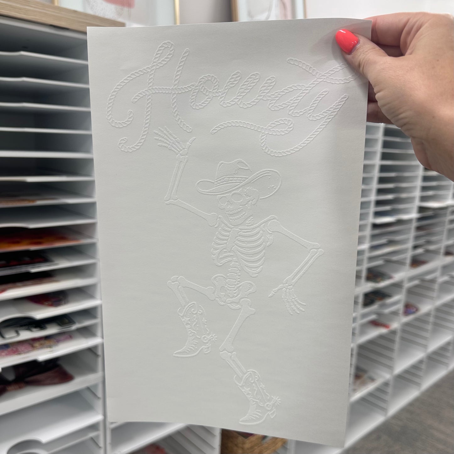 howdy skeleton screen print transfer•