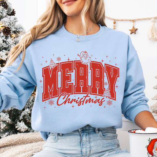 red ink merry christmas screen print transfer