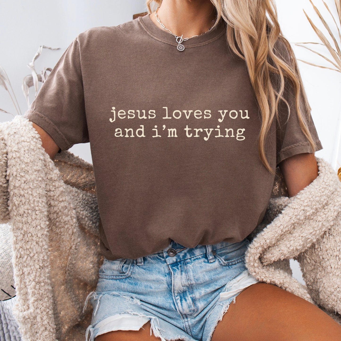 Jesus loves you and i'm trying  screen print transfer