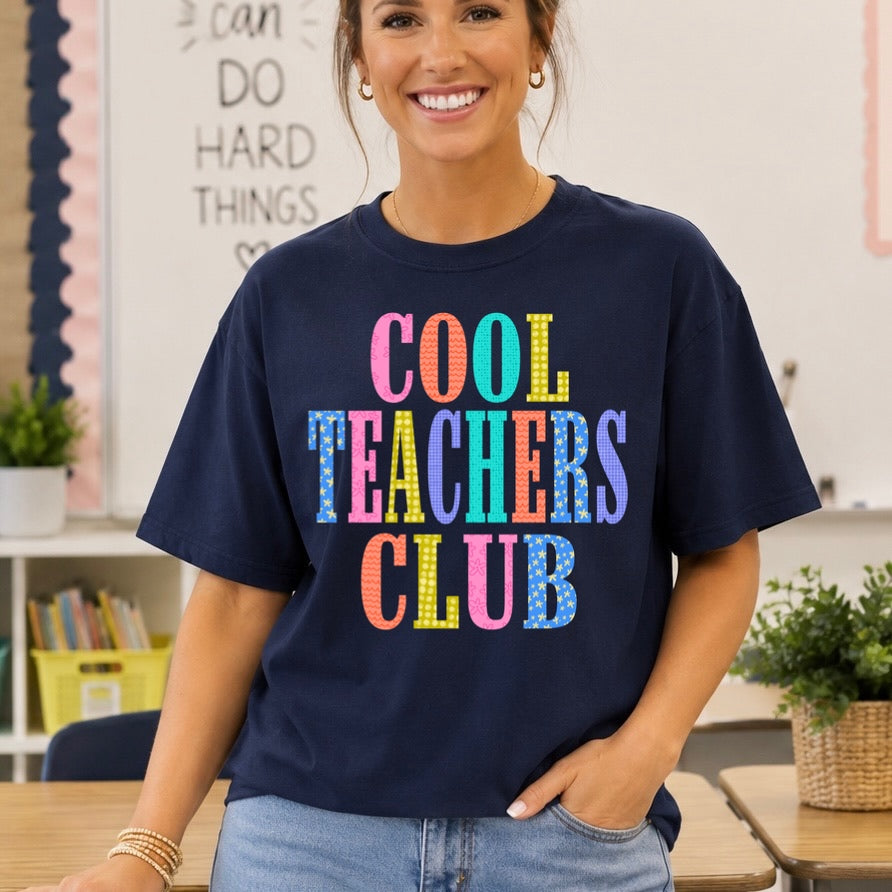 cool teachers club clear film screen print