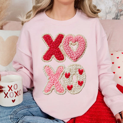 XOXO faux yarn clear film screen print