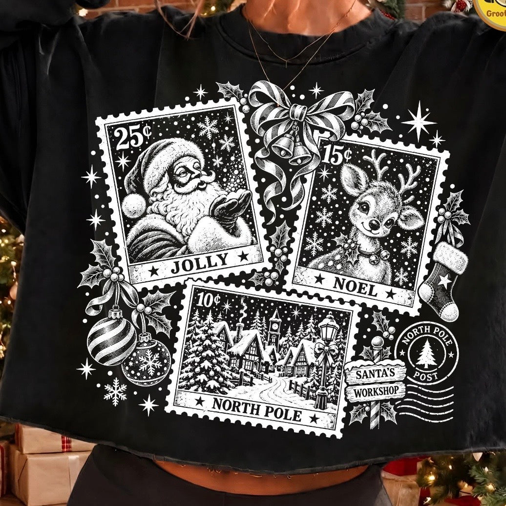 christmas stamps screen print transfer