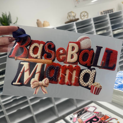 baseball mama clear film screen print