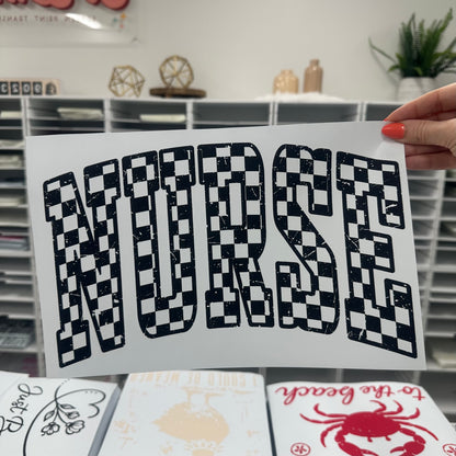 checker NURSE screen print transfer•