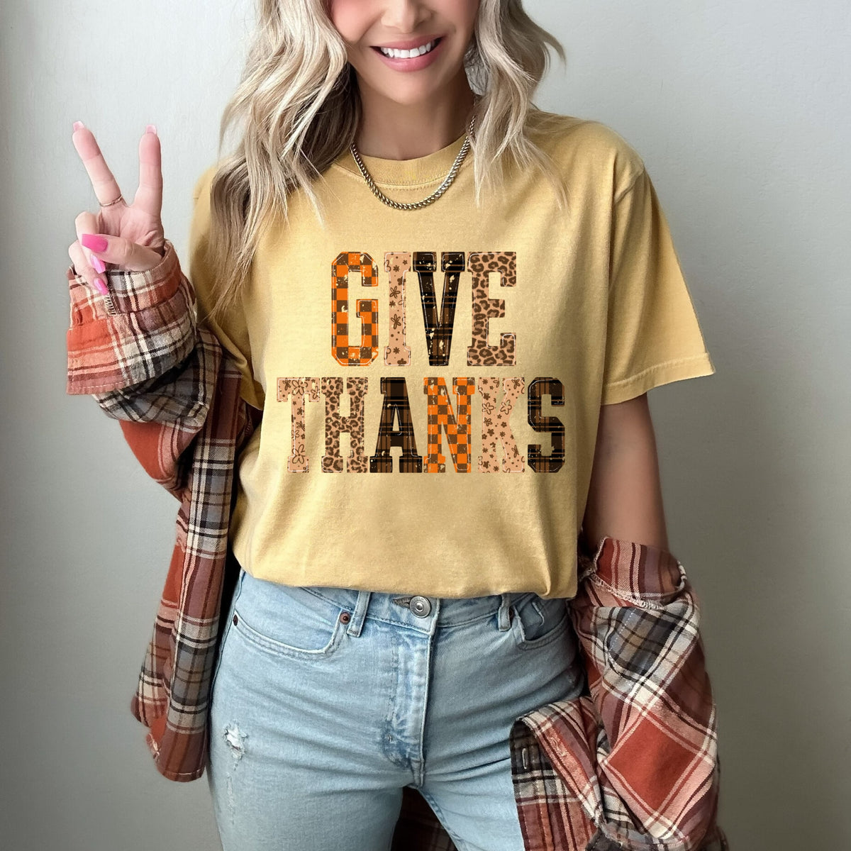 give thanks clear film screen print