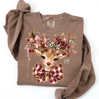 coquette glam reindeer clear film screen print