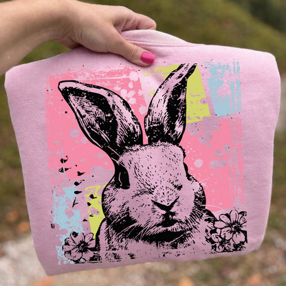 color splash bunny clear film screen print