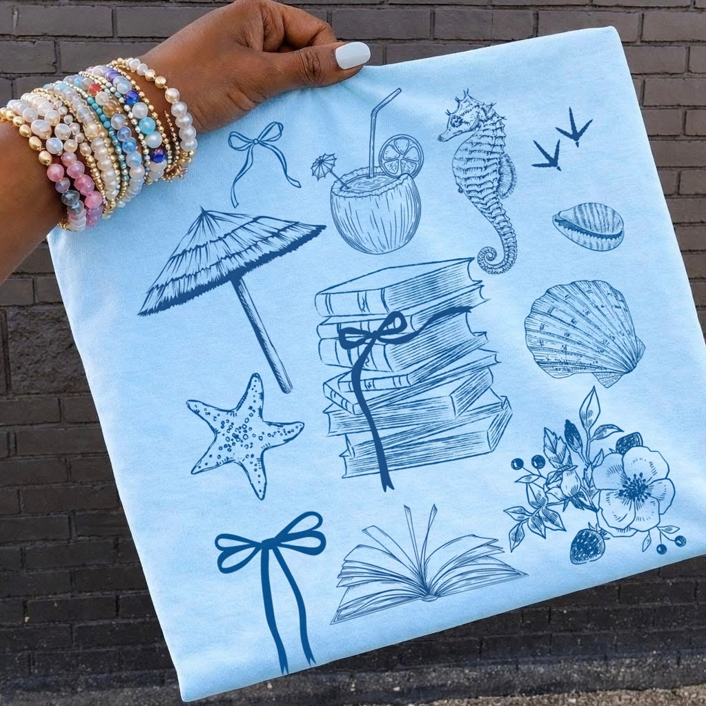 bookish summer screen print transfer