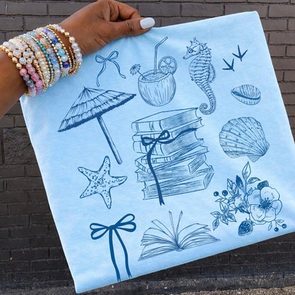 bookish summer screen print transfer