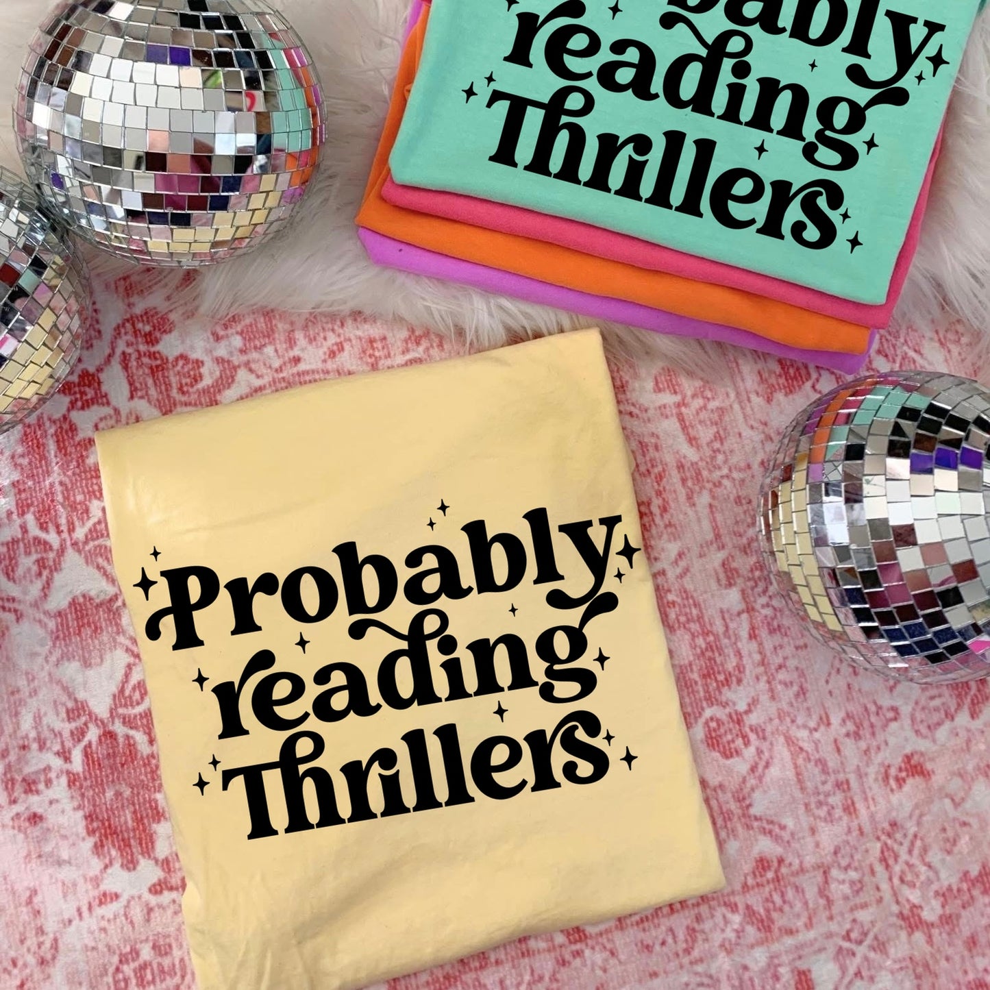 Probably reading thrillers screen print transfer•