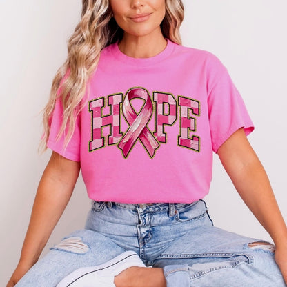 HOPE ribbon breast cancer clear film screen print