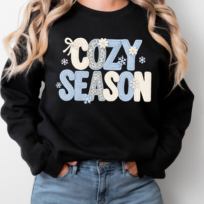 Cozy Season blue clear film screen print
