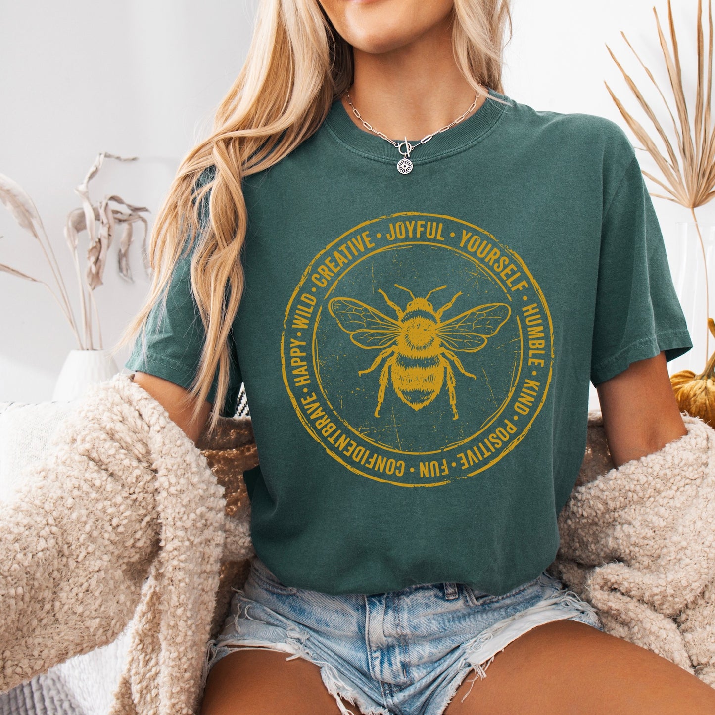Metallic Gold ink Bee Kind screen print transfer•