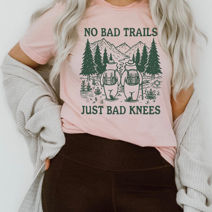 NO BAD TRAILS JUST BAD KNEES screen print transfer