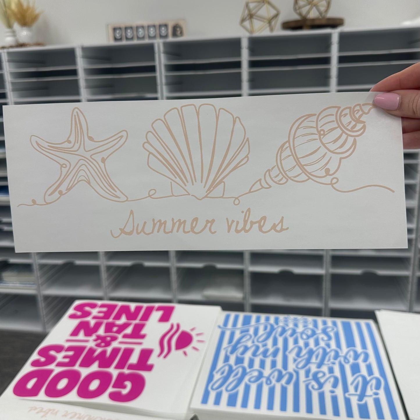 sea shells summer vibes screen print transfer