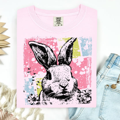 color splash bunny clear film screen print