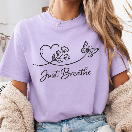 just breathe screen print transfer•