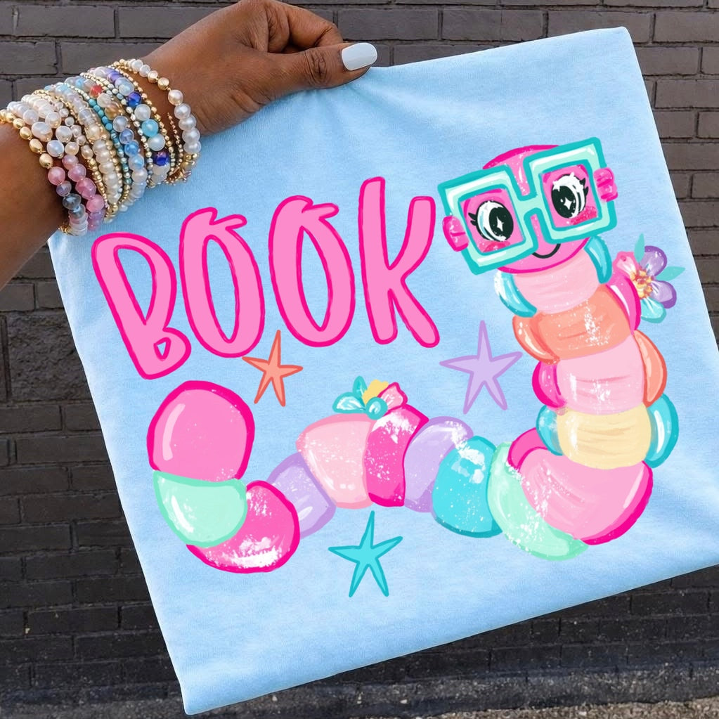 book worm clear film screen print