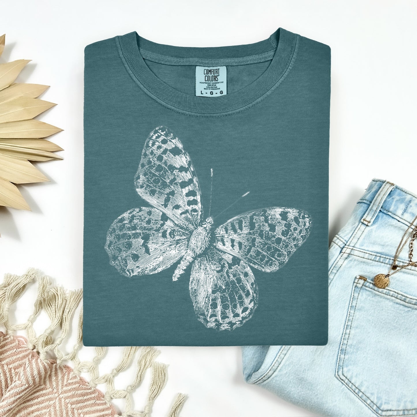 Butterfly sketch screen print transfer