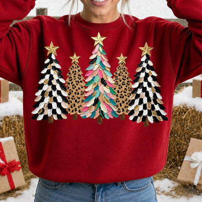 mixed pattern christmas trees clear film screen print