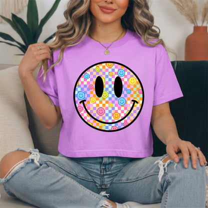 bright checker smile clear film screen print