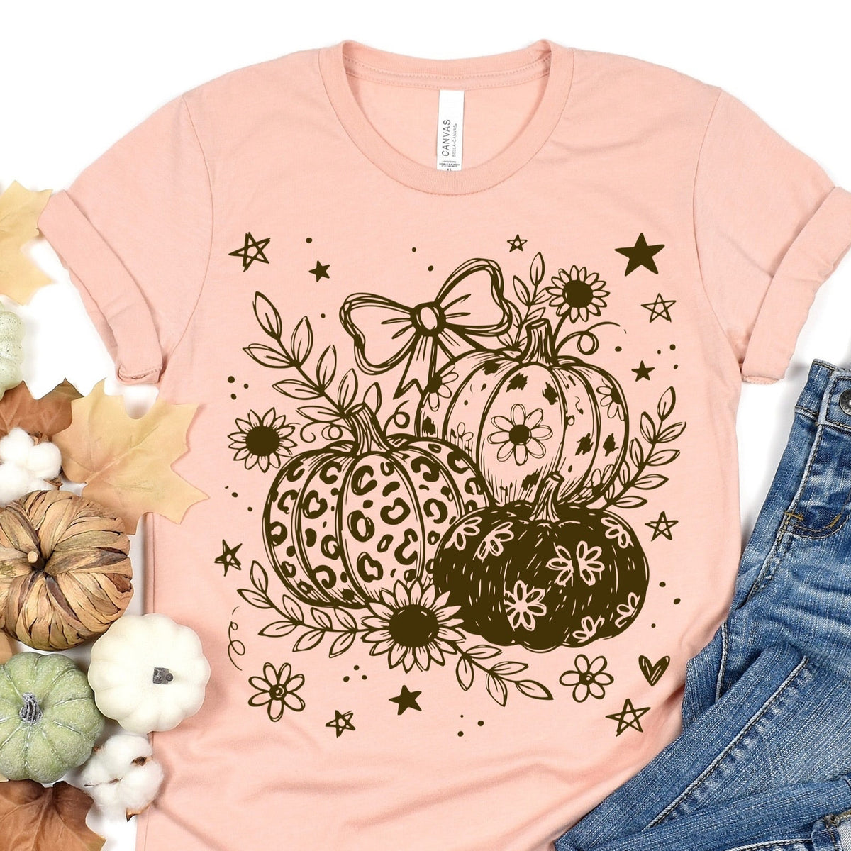 whimsy brown ink pumpkins screen print transfer•