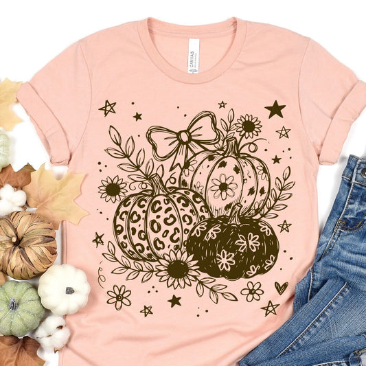 whimsy brown ink pumpkins screen print transfer•