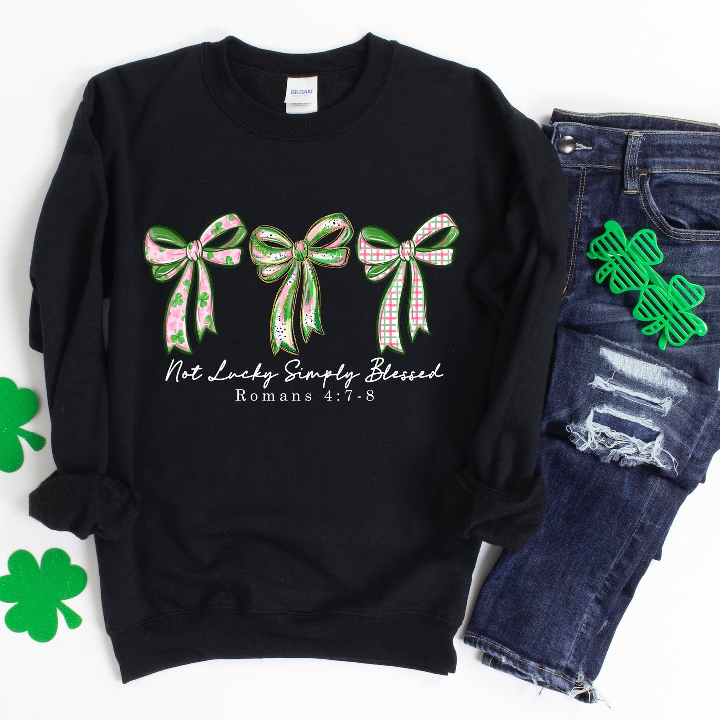 not lucky simply blessed clear film screen print