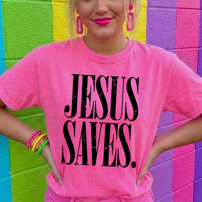 Jesus Saves screen print transfer•