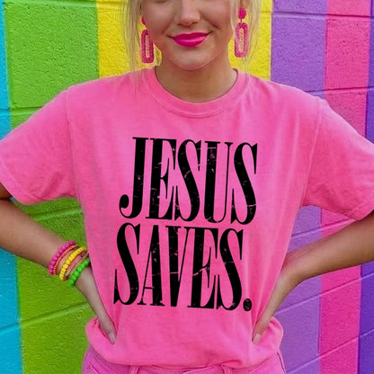 Jesus Saves screen print transfer•