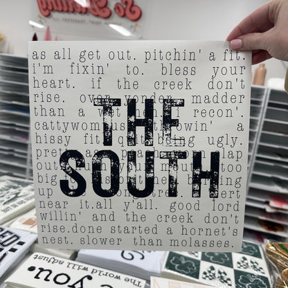 The SOUTH screen print transfer