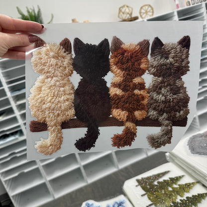 Kitties faux yarn clear film screen print