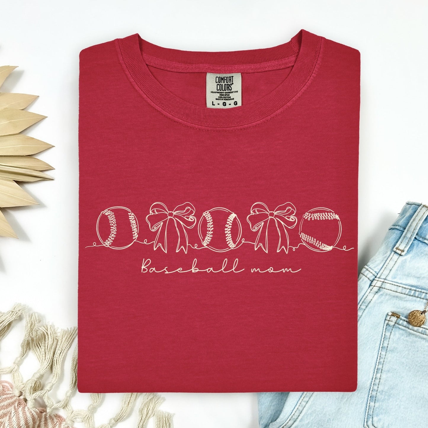 line art baseball mom screen print transfer•