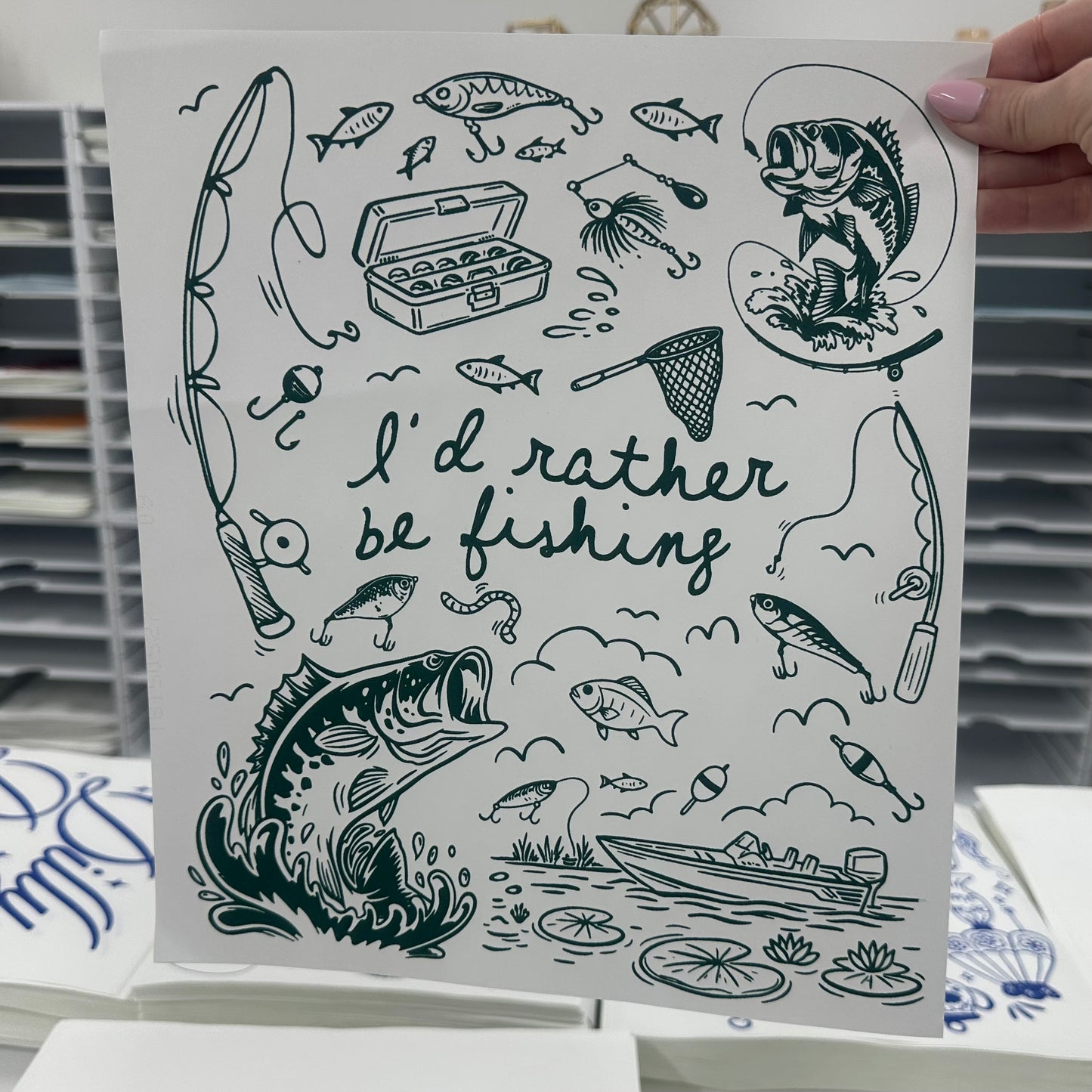 I'd rather be fishing screen print transfer•