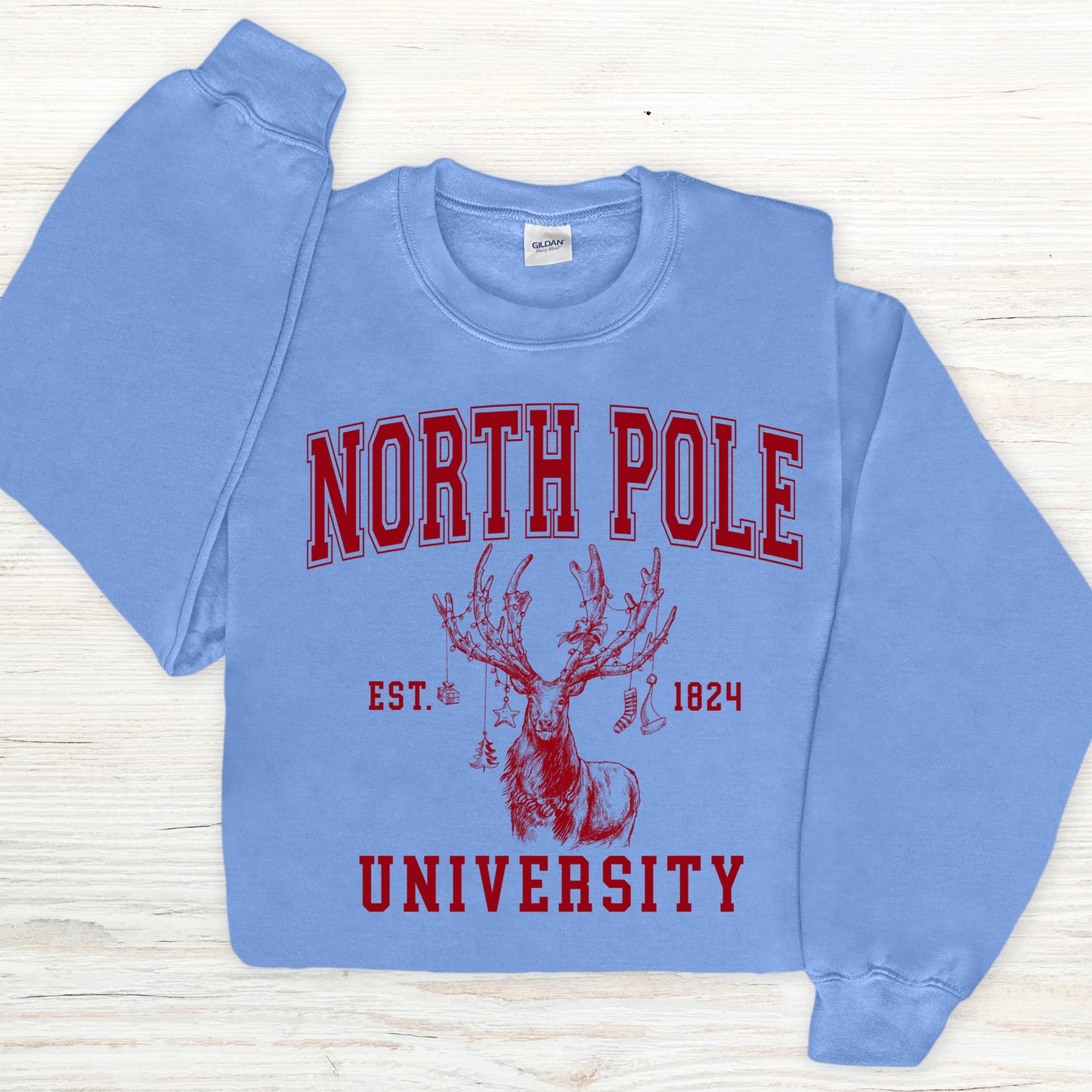 North Pole University screen print transfer