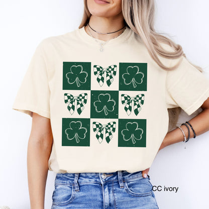 clover checker bows screen print transfer