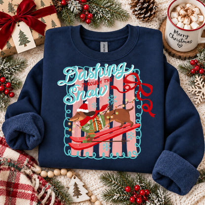 dashing thru the snow clear film screen print