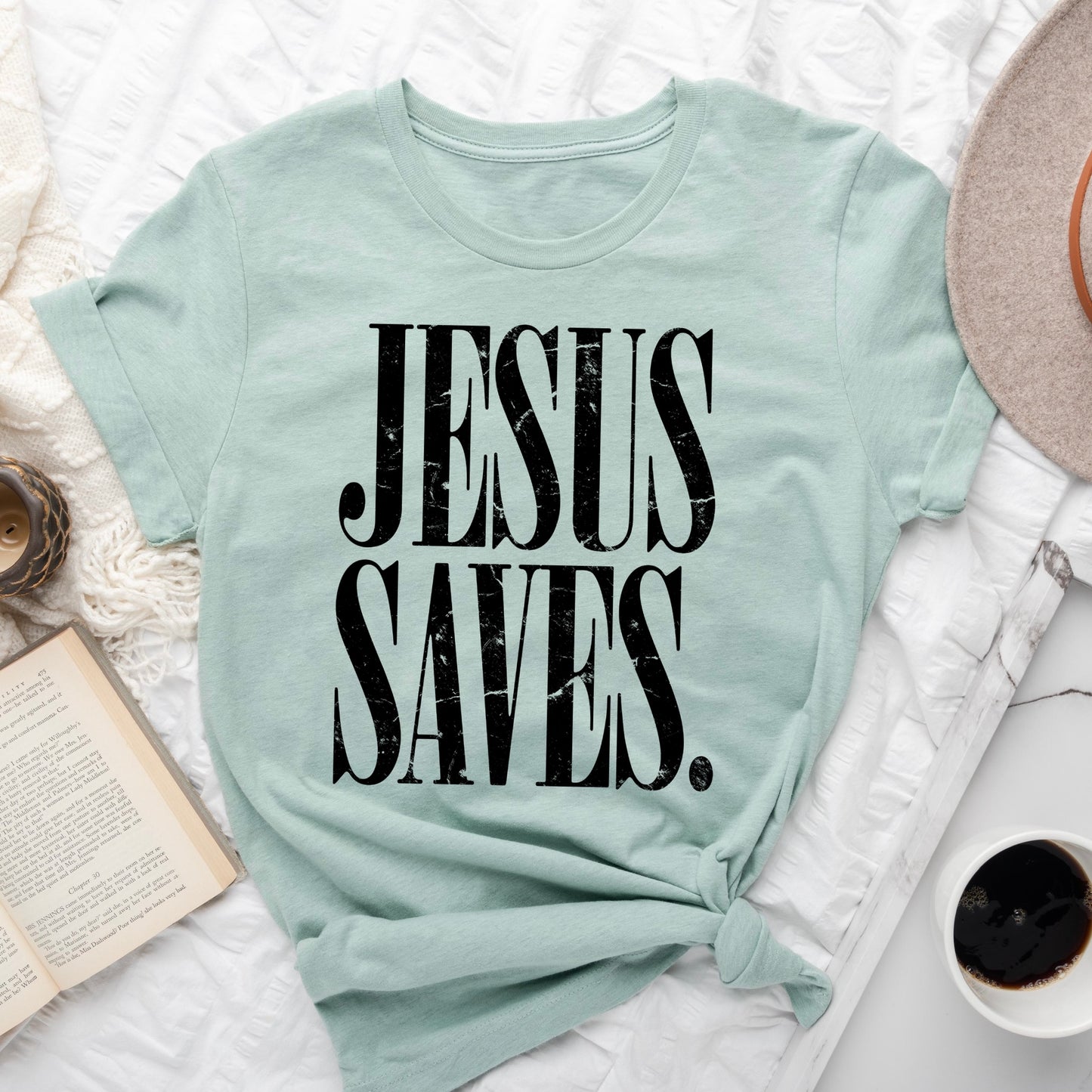 Jesus Saves screen print transfer•