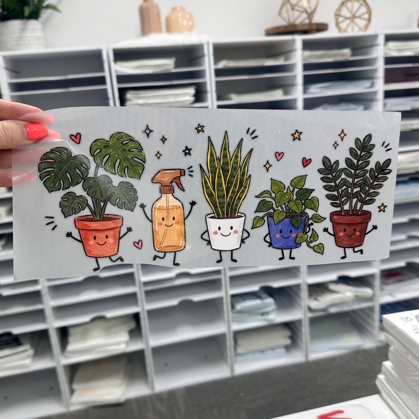 plants happy doodles clear film screen print