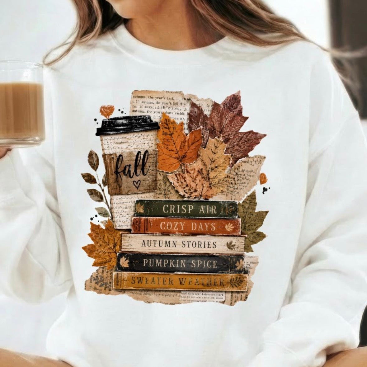 autumn books clear film screen print