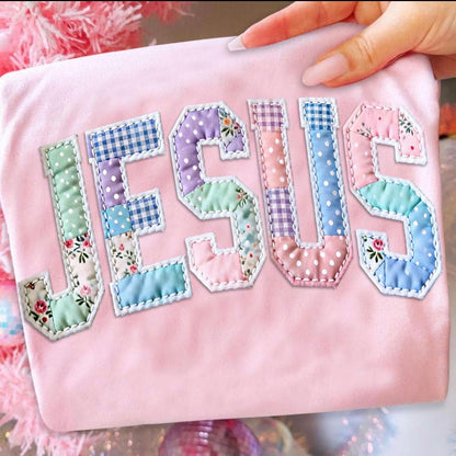 quilted JESUS clear film screen print